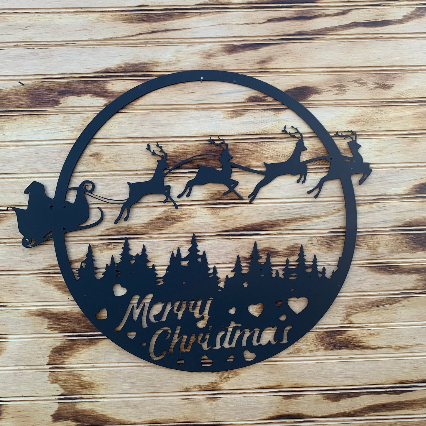 Santa Sleigh Flying | Metal Wall Art