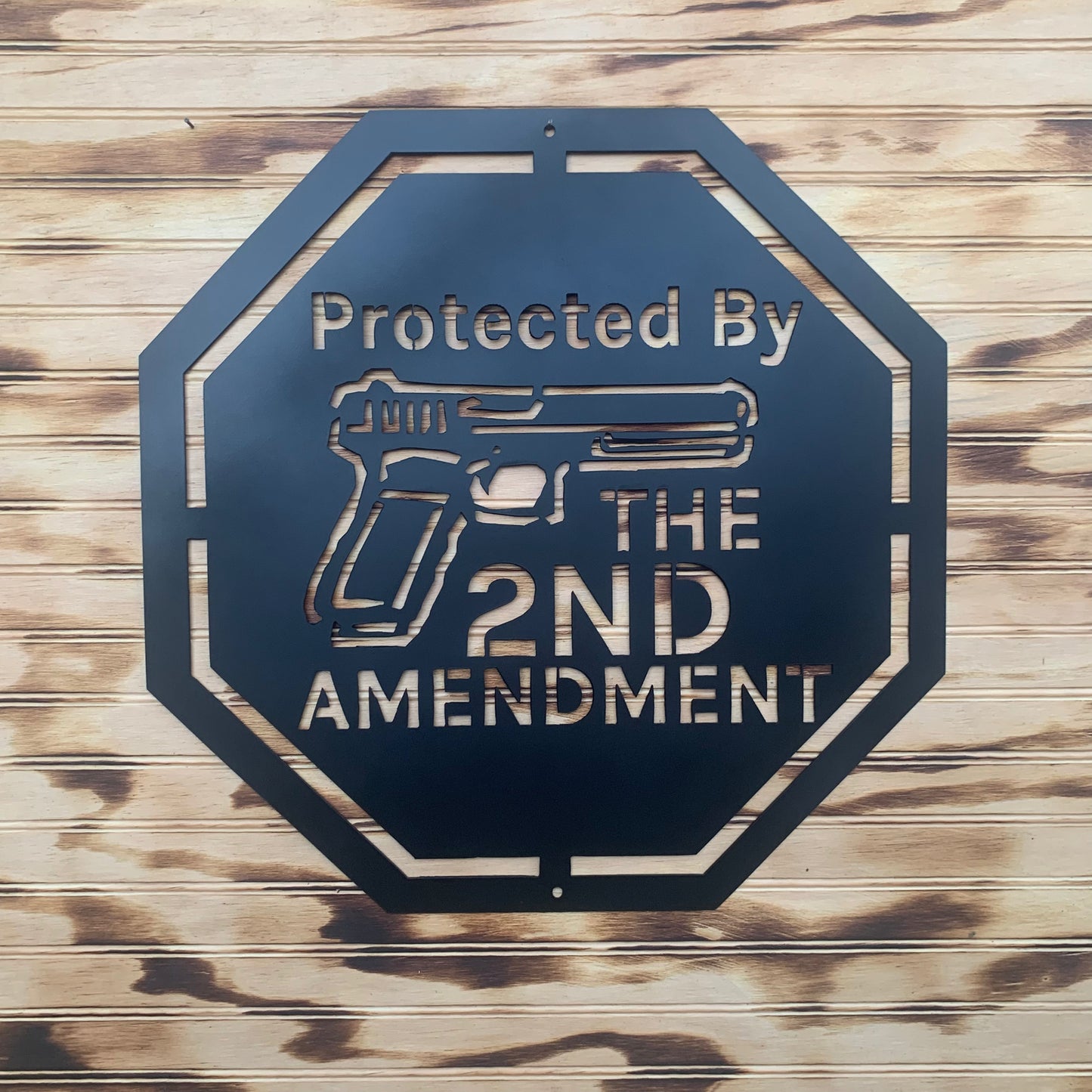 Protected By The 2nd Amendment - Metal Wall Sign
