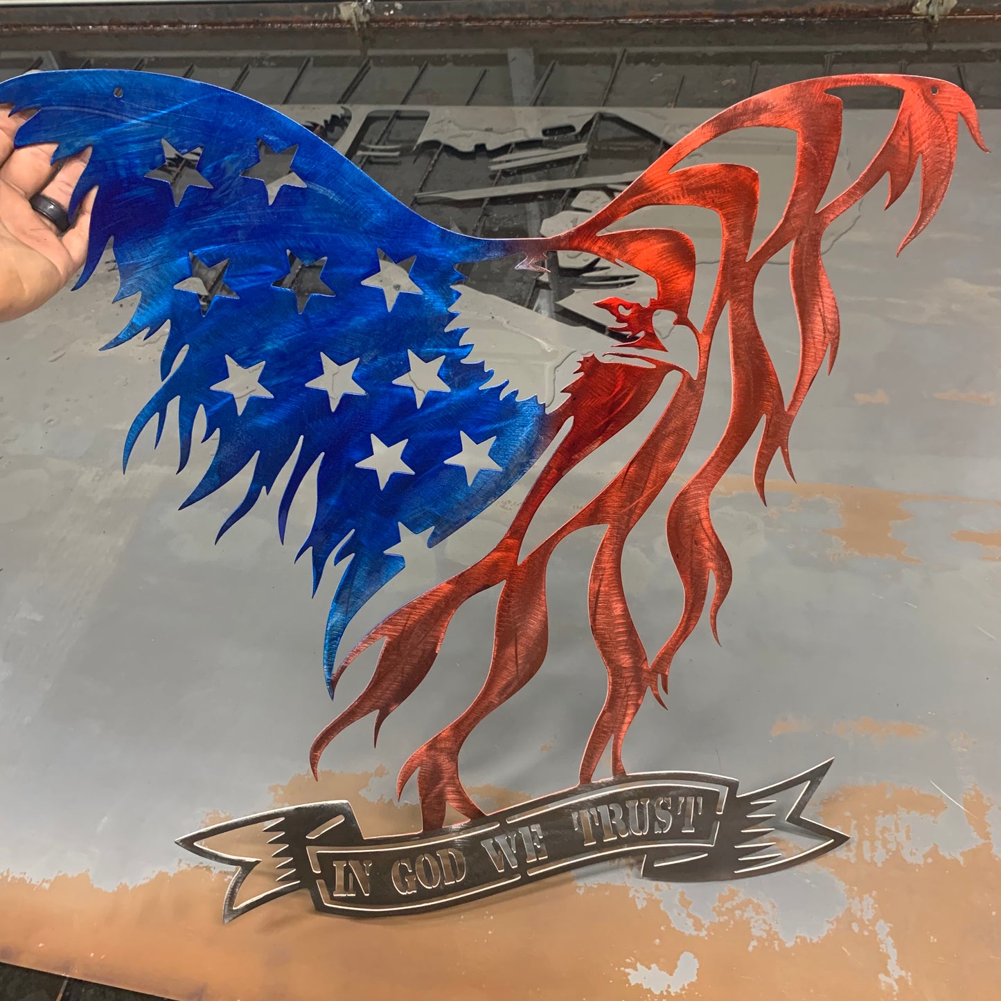 In God We Trust US Eagle | 3D Effect | Metal Wall Art