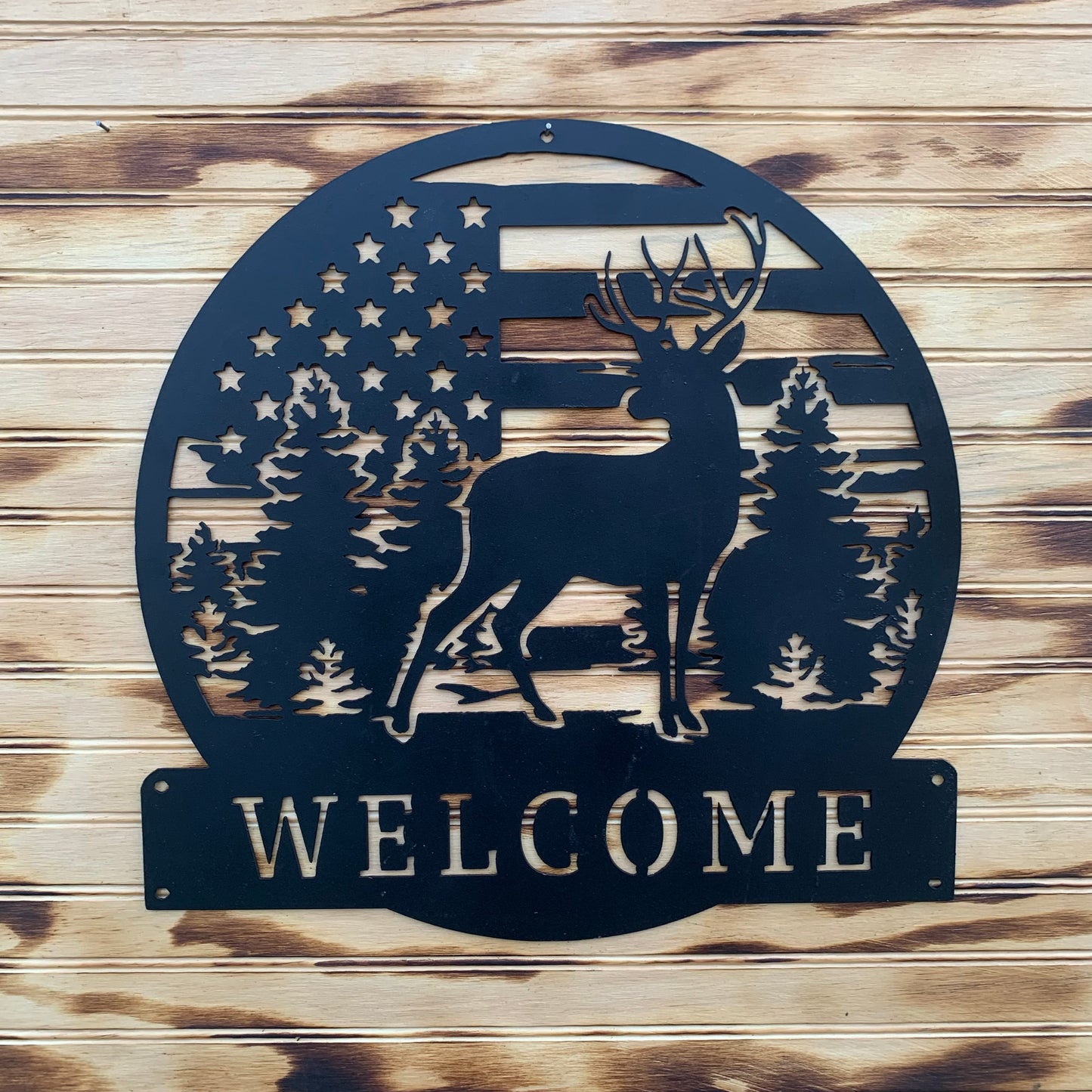 Welcome Deer Sign - Customizable | Metal Wall Art