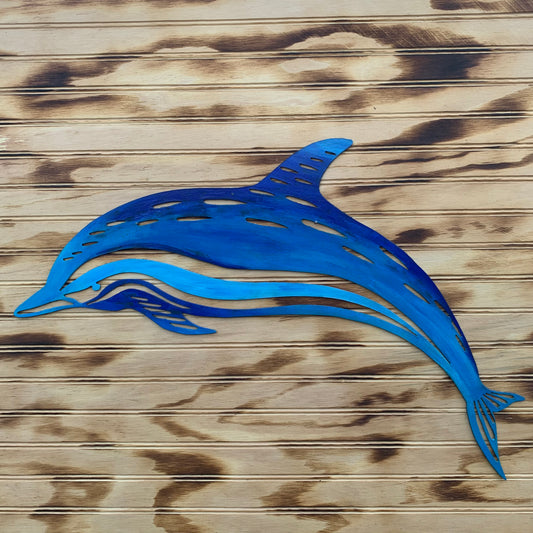 Dolphin | Hand-Painted | Metal Wall Art
