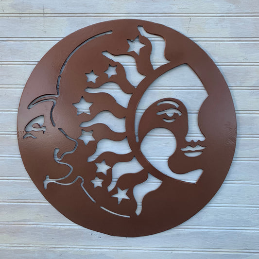 Sun & Moon w/ stars | Metal Wall Art