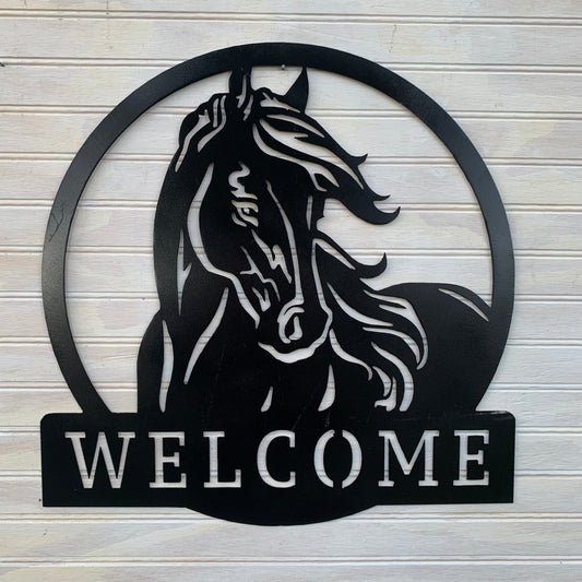 Welcome Horse Sign - Customizable | Metal Wall Art