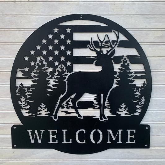 Welcome Deer Sign - Customizable | Metal Wall Art