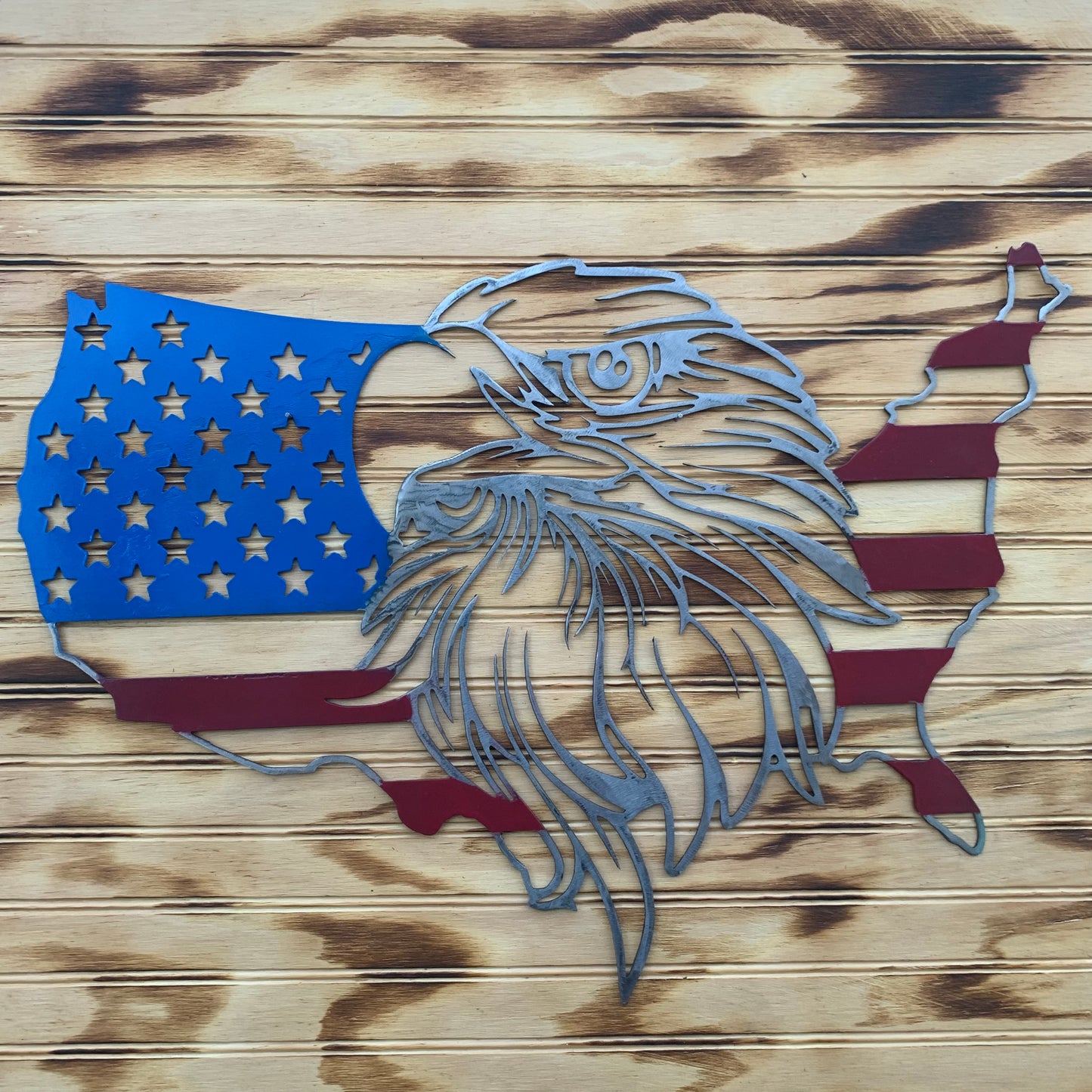 US Flag Eagle | Hand-Painted | USA | Metal Wall Art
