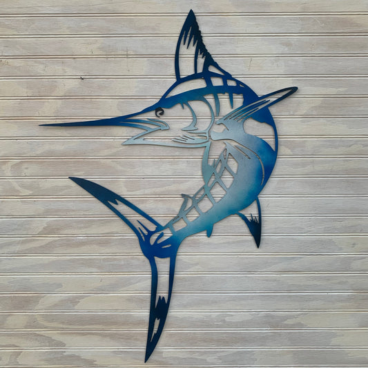 Blue Marlin | Hand-Painted | Metal Wall Art