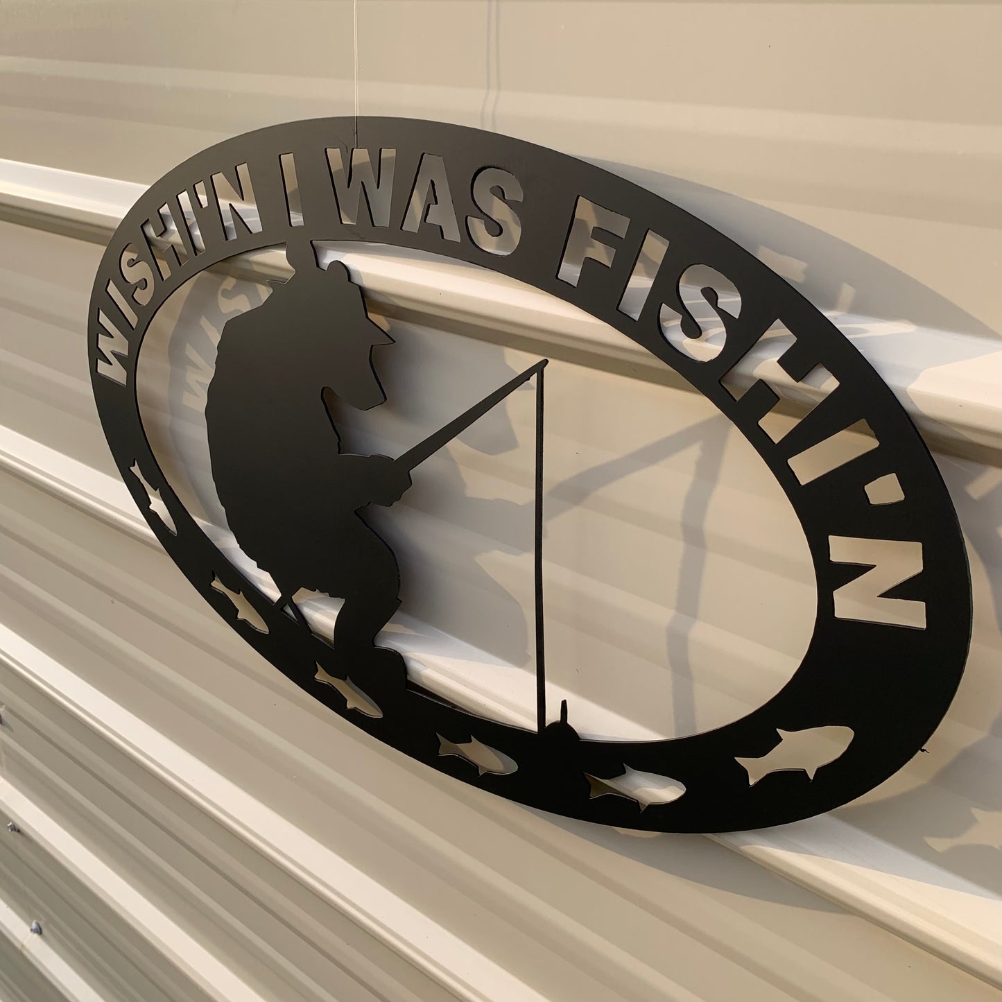 Wishin I Was Fishin Bear | Metal Wall Art